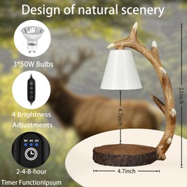 2 Pack Candle Lamps,Candle Warmer Lamp with Timer, Dimmable and timerable, Electric Candle Melter for Small & Large Jars, Home Decoration Handcrafted with Resin Reindeer Antler Design Desktop