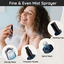 Segbeauty Cologne Glass Bottle, 2 Pack of 15ML Portable Perfume Travel Refillable, 0.5oz Empty Atomizer Sprayer for Dispenser, Travel Sample Bottles Perfume Making Kit with Refill Tool