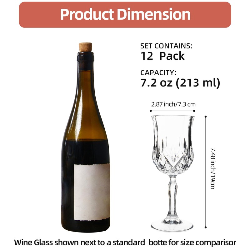 UMEIED 12 Pack 7.2oz Wine Glasses, Small Stemware for Red