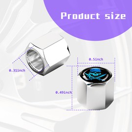 ZKFAR 4 PCS Car Wheel Tire Valve Stem Caps, Double Blade Hooded Skull Airtight Dust Proof Covers (Silver & Blue)