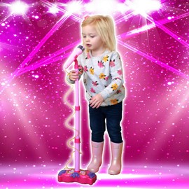 KidPlay Kids Karaoke Microphone Adjustable Stand Pop Star Musical Toy Pink