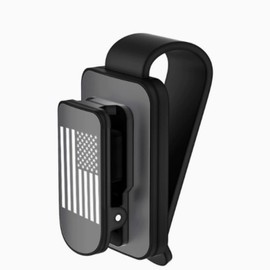 KAELTHAS Sunglass Holder for Car Visor, Metal Classic US Flag (Black)