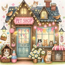 hill froeistung Pet Store Kits de pintura de arte de diamantes para adultos, kits de arte de diamantes para principiantes, 5D DIY redondo con puntos de diamante para decoración del hogar, regalo de 12