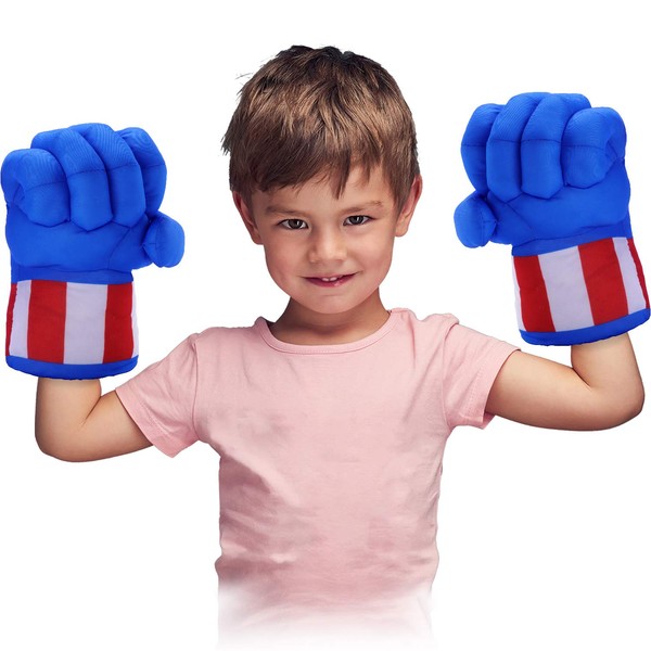 Toydaze Smash Fists Punching Gloves Plush Hands Stuffed Pillow Handwear, Blue