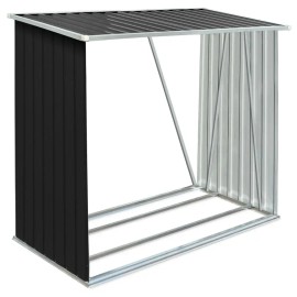 Anthracite Galvanized Steel Garden Log Storage Shed 64.2\"x32.7\"x60.6\" SizeColor: Anthracite Color