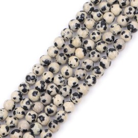 GEM-Inside Natural 4mm Dalmatian Jasper Round Gemstone Semi Precious Loose Beads for Jewellery Making 15''