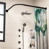 Tanxih Adjustable Corner Shower Curtain Rod L Shaped Black Stretchable