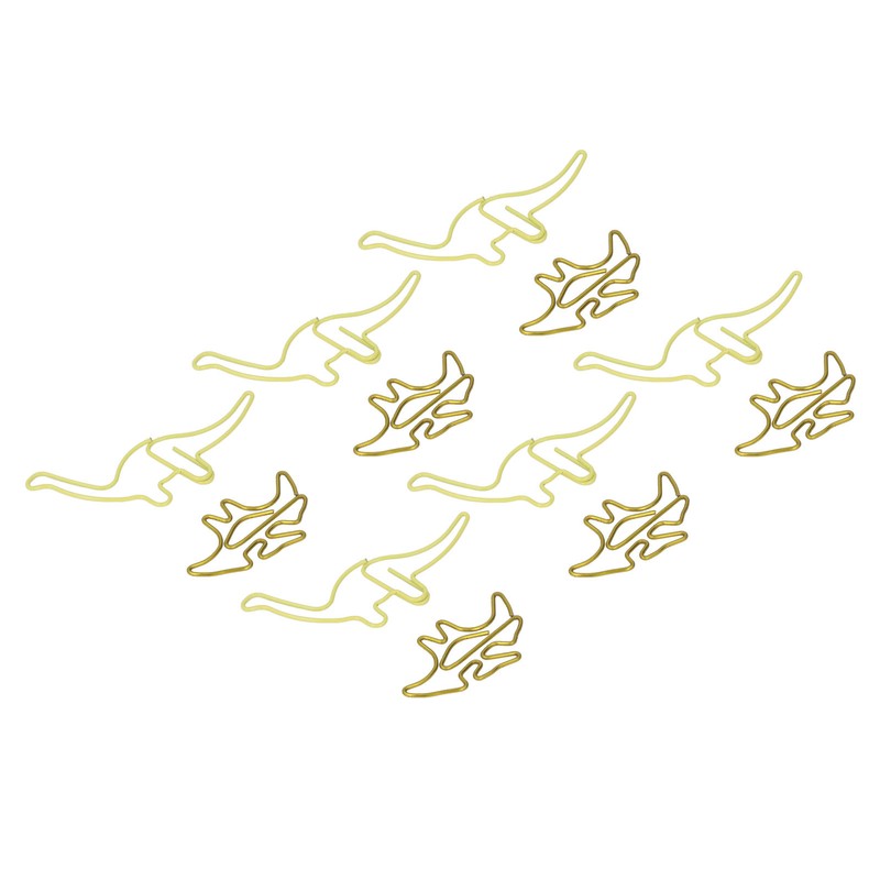 100pcs Shaped Paper Clips Pterosauria Yellow Dinosaur Shape Metal Portable
