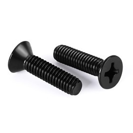 MewuDecor M4 x 20mm Flat Countersunk Head Machine Screws, Cross Screw, 304 Stainless Steel 18-8, Black Finish, 50 PCS