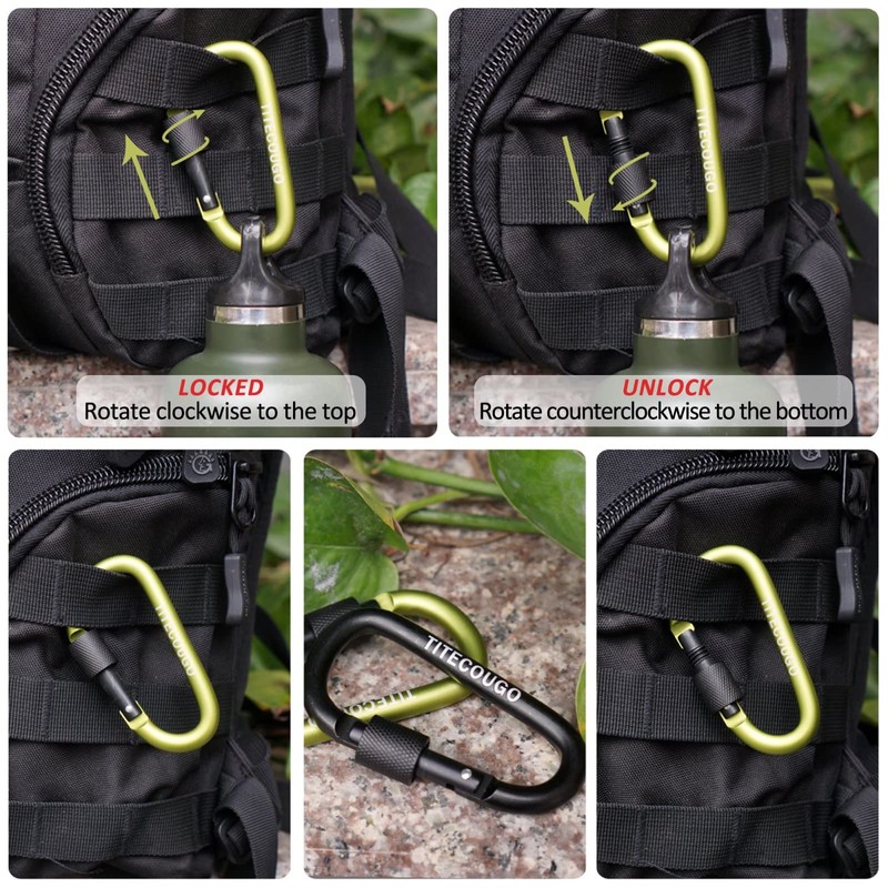 TITECOUGO Aluminum Alloy D-Ring High Strength Carabiner Key Chain Clip