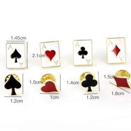 Holibanna Suit Lapel Pin Playing Card Brooch Pin Black Spade Red Heart BlackBerry Square Shirt Studs for Unisex (Random Style) 8pcs