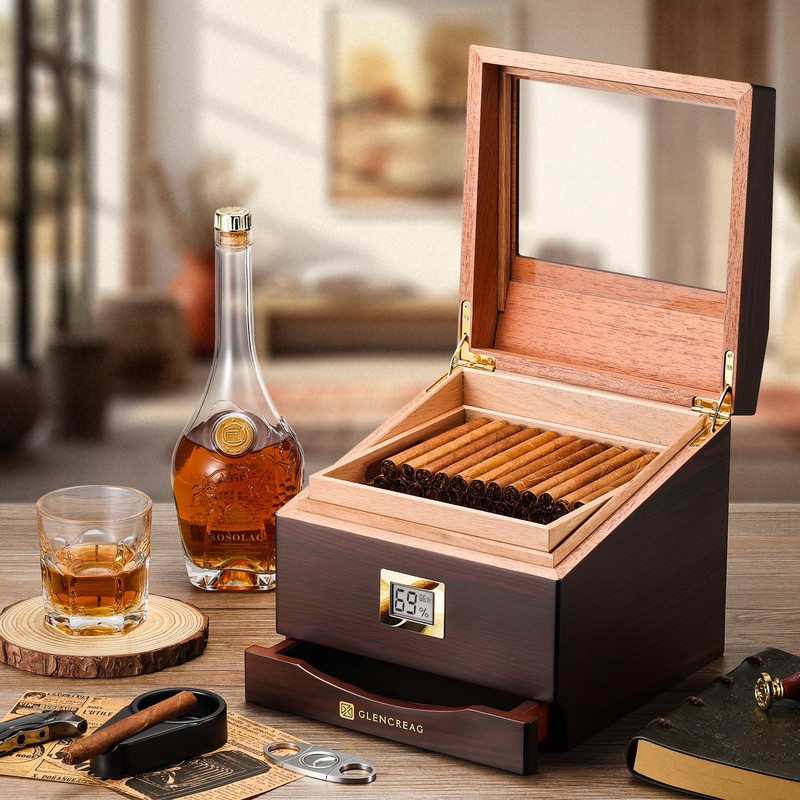 GLENCREAG FT-2042 Cigar Humidor Box for up to 85 Cigars