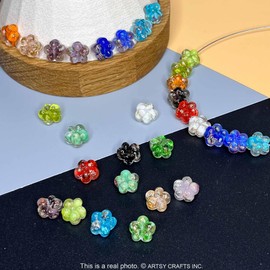 Artsy Crafts 30 Pcs Assorted Glow in The Dark Firefly Beads 10mm European Lampwork Luminous Glass Beads for Jewelry Making Charm Bracelet Necklace Earrings Crafts (Flower - Mix)