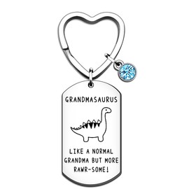QMVMV Funny Grandmasaurus Gifts Grandma Keyring from Granddaughter Grandson Birthday Christmas Thanksgiving Mother's Day Gifts for Grandma