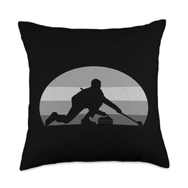 Curling Sports Art For Men Women Ice Curling Lovers Curling Throw Pillow
