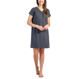 Fishers Finery Women's Short Sleeve Nightgown; Super Soft - NEW FABRIC (Hthr Gry, L) Heathered Gray