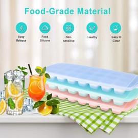 Silicone Ice Cube Tray with Lid - Mini Silicone Ice Tray with Lid,Small Ice Cube Tray,Tiny Ice Cube Trays for Iced Coffee,Baby Food,BPA Free,Easy Release