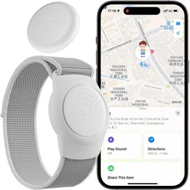 GPS Tracker for Kids, GPS Tracking Watch Band Includes Kids GPS Tracker and Adjustable Loss Prevention Wristband for Teen, Elderly, Works with Find My APP (iOS Only), Worldwide Real-Time Tracking