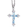 RIZILIA Cross Pendant with 18" Chain & Trapezoid Cut CZ