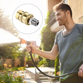 sourcing map 2 Pairs Quick Release Garden Brass Leak Free G1/4 Male Socket Gold Tone