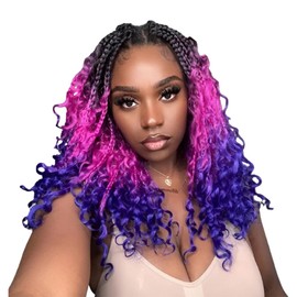 Beverlee Boho Box Braids 8 Packs Goddess Box Braids 14 Inch Bohemian Box Braids Crochet Hair Crochet Box Braids with Curly Ends Pre-looped Synthetic Crochet Hair for Black Women 128 Strands