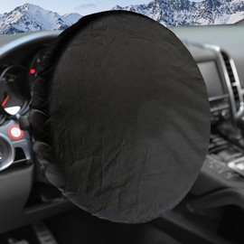 SCUARI Car Steering Wheel Cover Sun Shade,Car Accessories Heat Resistant Steering Wheel Sunshade for Cars,Light-Proof Sun-Proof Heat-Insulating Protective Cover,Fit for Most Cars Trucks SUVs (Black)
