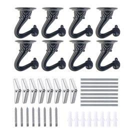 OBSTKUCHEN 8 Sets Swag Ceiling Hooks Heavy Duty Swag Hook with Hardware for Hanging Plants Ceiling Installation Cavity Wall Fixing (Black)