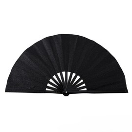 Large Bling Hand Fan, 10" Bamboo Hand Fan for Party Favors, Chinese Kung Fu Tai Chi Hand Handle Fan for Festival and Rave Dance, Double Sided Plastic Bone Hand Fan for Wedding and Birthday