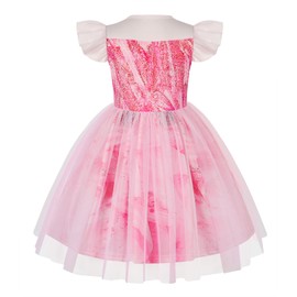 Marendyee Glinda Dress for Girls Glinda Costume Kids Tulle Dresses Flutter Sleeve (6-7 Years)