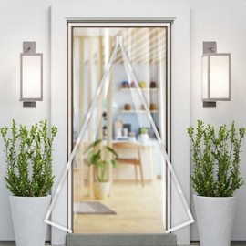 Magnetic Door Draft Stopper & Windproof Vinyl Cover (90x210cm, 2 Colors) - Winter Cold Protection Curtain White