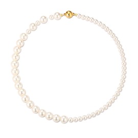 Mytys Dainty Pearl Pendant Necklaces for Women 18K Gold Plated Stackable Necklace Charm Chain Link Necklace Everyday Jewellery Gift, Copper