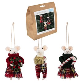 Trimits Needle Felting Mice Kit – Christmas Tree Decorations for Kids & Adults, Complete Craft Kit with Instructions, Wool Felt Set for Beginners, Homemade Gifts & DIY Baubles Embellishments
