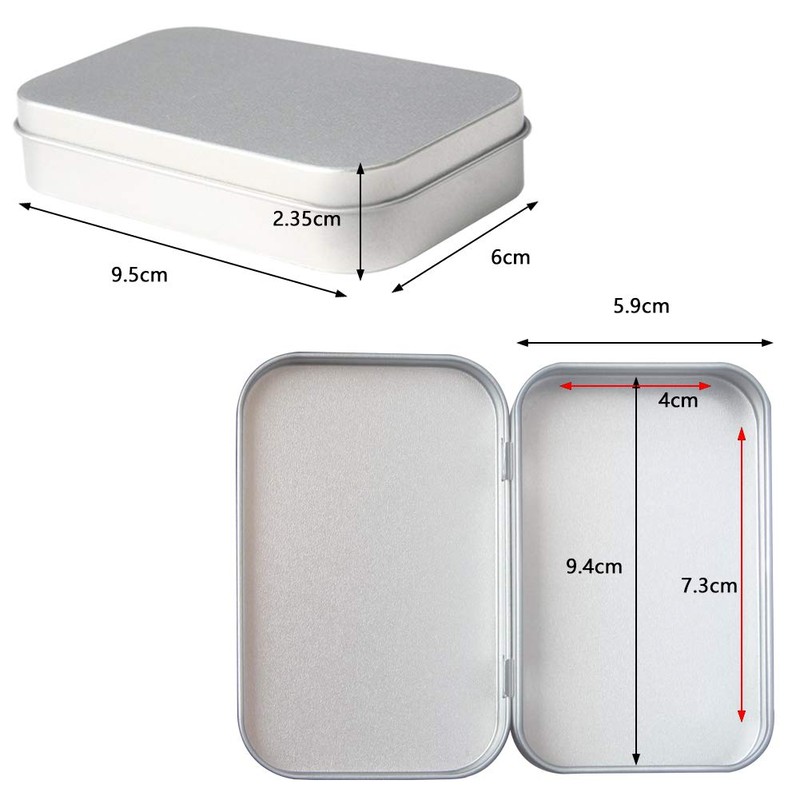 DARUITE Small Tins, 12 Pieces Metal Tins,Rectangular Empty Hinged Tins,Tins