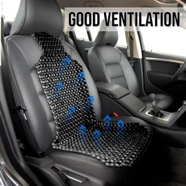 ZONETECH Black Wood Beaded Seat Cushion - Premium Quality Massaging Double Strung for Stress-Free Driving All Day,Universal Fit for Vehicles and Office Chairs (2 Pack)