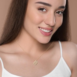 AFSTALR Women's bubble letter chain gold/silver ice out balon necklace with initial pendant bubble jewellery 45 + 5 cm, Stainless Steel