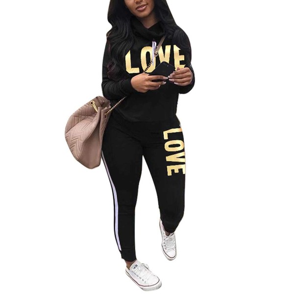 Angsuttc Women's Tracksuit Cowl Neck Long Sleeve Sweatshirt and Sweatpants