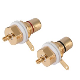 Socket, 2 Pcs Gold Plated Copper Panel Mount Female Jack Terminal Socket Audio Connector for Amplifiers, Solder Type