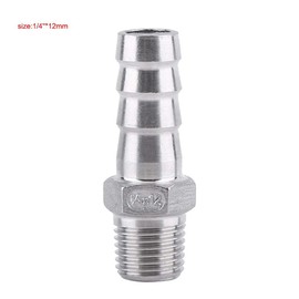 1 Piece Hose Connector Barbed Wire Threaded Adapter DFE Hose Nozzle Stainless Steel SS304 1/8"~3/4" (1/4 x 12mm)