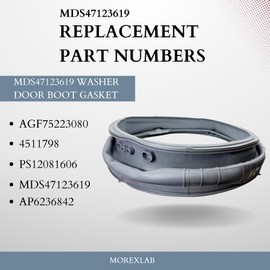 MDS47123619 Washer Door Boot Gasket for LG Front-Load Washing Machines - Grey Seal Replaces AP6236842, AGF75223080, 4511798, PS12081606 - Compatible with LG Door Gasket