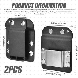 PRITOK Drill Holder for Tool Belt: Up to 2" Low Profile Clip, Quick Response Drill Belt Clip with Hook, Tool Belt Clip for Drill, Compatible with Impact Driver, Nailer and Any Tools with Hanger