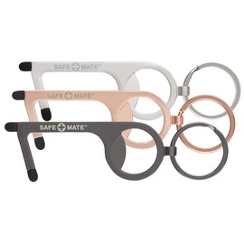 Safe-Mate x Case-Mate - Touchless Door Opener - Touch Free Tool - Keyring - Stylus, 3 Pack - Black/Silver/Rose Gold, 3 Pack