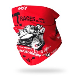 Ruffnek ISLE OF MAN RACES 1961 POSTER DESIGN - IOM - NECK WARMER Multifunctional Biker Motorbike scarf/snood - ONE SIZE for MEN, WOMEN & CHILDREN