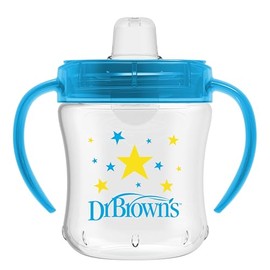 Dr. Brown's Transition - Taza para sorber con boquilla suave, color azul, 6 onzas, 6 m+