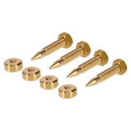 Precisiongeek - Speaker Brass Spikes M8 for HiFi and Documents for Speakers, Vibration Damper, Brass, Bevelled 16 mm Diameter - Set of 4