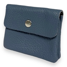 Women's Small Leather Wallet with Coin Compartment and Button Mini Purse Genuine Leather, denim blue, S, Modern
