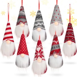 8 Styles Christmas Santa Gnomes Ornaments Handmade Scandinavian Santa Elf Plush Dolls Hanging Santa Christmas Decorations()