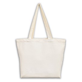 PN.HCNMTFB - Bolsa de lona con 1 bolsillo interior, cierre, elegante, ligera, de algodón natural, Blanco sucio, L