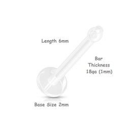 PiercedOff Bio Flex Clear Retainer for Nose or Cartilage - Thickness 18GA (1mm) / Length 6mm