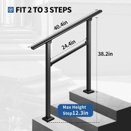 LMRSTOO LMYYGOO Outdoor/Indoor Railing - Flexible Wrought Iron Handrail,  2-3 Steps