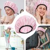 Waterproof Shower Caps for Women, Double-Layer Adjustable Large Shower Cap,
